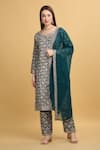 Shop_Aham-Vayam_Green Georgette Embroidery Zari Thread Round Meer Bead Emboridered Kurta Set _Online_at_Aza_Fashions