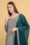 Buy_Aham-Vayam_Green Georgette Embroidery Zari Thread Round Meer Bead Emboridered Kurta Set 