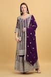 Buy_Aham-Vayam_Purple Georgette Embroidery Zari Thread Round Firdaus Floral Stripe Kurta Set _at_Aza_Fashions