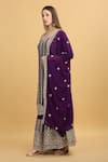 Aham-Vayam_Purple Georgette Embroidery Zari Thread Round Firdaus Floral Stripe Kurta Set _at_Aza_Fashions