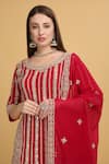 Buy_Aham-Vayam_Red Georgette Embroidery Zari Thread Round Firdaus Kurta Set 