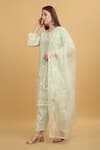 Aham-Vayam_Green Georgette Embroidery Thread Round Mayuri Work Kurta Set _at_Aza_Fashions