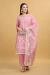 Buy_Aham-Vayam_Pink Georgette Embroidery Thread Round Mayuri Kurta Set _at_Aza_Fashions