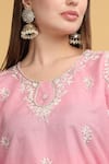 Buy_Aham-Vayam_Pink Georgette Embroidery Thread Round Mayuri Kurta Set _Online_at_Aza_Fashions