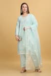 Buy_Aham-Vayam_Blue Georgette Embroidery Thread Round Mayuri Kurta Pant Set _at_Aza_Fashions