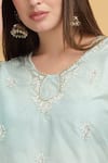 Buy_Aham-Vayam_Blue Georgette Embroidery Thread Round Mayuri Kurta Pant Set _Online_at_Aza_Fashions