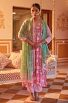 Kapraaaha_Pink Muslin Block Print Floral Round Kurta Pant Set _Online_at_Aza_Fashions