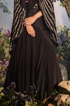 Miku Kumar_Black Georgette Embroidered Thread Jacket Kaaya 3d Braid Lehenga Saree Set With _at_Aza_Fashions