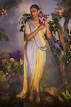 Shop_Miku Kumar_Yellow Georgette Harini Ombre Pre-draped Dhoti Saree With Angrakha Blouse 