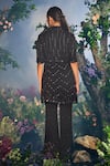 Shop_Miku Kumar_Black Georgette Embroidered Mirror Jacket Open Menaka Retro Palazzo Set _at_Aza_Fashions