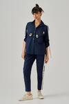 Buy_Neetiandmudita_Blue Cotton Embellished Twill Tape Collar Cupid Shirt With Pant _at_Aza_Fashions
