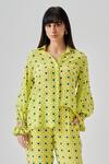 neetiandmudita_Multi Color Crepe Printed Pixel Collar Dunes Shirt With Pant _Online_at_Aza_Fashions