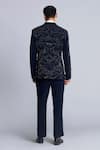 Buy_Sarab Khanijou_Blue Sandwash Embroidered Pearls Tuxedo Pant Set 