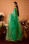 Shop_Shyam Narayan Prasad_Green Viscose Brocade Embroidery Zardozi Round Gul Jaal Kurti And Lehenga Set _at_Aza_Fashions