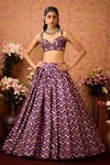 Buy_Shyam Narayan Prasad_Purple Brocade Embroidery Zardozi Chevron Phool Vine Woven Lehenga Set _Online_at_Aza_Fashions