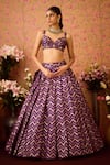 Shyam Narayan Prasad_Purple Brocade Embroidery Zardozi Chevron Phool Vine Woven Lehenga Set _at_Aza_Fashions