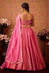 Shyam Narayan Prasad_Pink Brocade Embroidery Zardozi Sweetheart Neck Florin Jaal Woven Lehenga Set _Online_at_Aza_Fashions