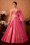 Shop_Shyam Narayan Prasad_Pink Brocade Embroidery Zardozi Sweetheart Neck Florin Jaal Woven Lehenga Set _Online_at_Aza_Fashions