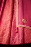 Buy_Shyam Narayan Prasad_Pink Brocade Embroidery Zardozi Sweetheart Neck Florin Jaal Woven Lehenga Set 