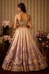 Shyam Narayan Prasad_Purple Raw Silk Embroidery Floral Applique Sweetheart Neck Lehenga Set _Online_at_Aza_Fashions