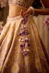 Buy_Shyam Narayan Prasad_Purple Raw Silk Embroidery Floral Applique Sweetheart Neck Lehenga Set 