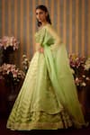 Buy_Shyam Narayan Prasad_Green Silk Embroidery Zari Leaf Neck Lehenga Set _at_Aza_Fashions