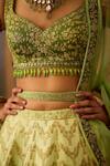 Shop_Shyam Narayan Prasad_Green Silk Embroidery Zari Leaf Neck Lehenga Set _Online_at_Aza_Fashions