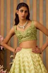 Shop_Shyam Narayan Prasad_Green Silk Embroidery Zari Leaf Neck Lehenga Set 