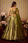 Shyam Narayan Prasad_Green Brocade Woven Floral Scoop Neck Lehenga Blouse Set _Online_at_Aza_Fashions