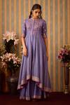 Shop_Shyam Narayan Prasad_Purple Viscose Brocade Woven Floral Zardozi Embroidered Anarkali Sharara Set _Online_at_Aza_Fashions