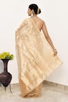 Shop_Naaritva India_Gold Pure Tissue Handwoven Tear Drop Pattern Saree With Running Blouse _at_Aza_Fashions