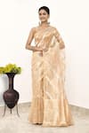 Buy_Naaritva India_Gold Pure Tissue Handwoven Geometric Saree With Running Blouse _at_Aza_Fashions