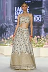 Buy_Payal Singhal_Ivory Georgette Aasma Floral Vine Zari Lehenga With Asymmetric Blouse _at_Aza_Fashions