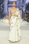 Buy_Payal Singhal_Ivory Net Embroidered Zardozi Round Najia Floral Scalloped Saree With Blouse _at_Aza_Fashions