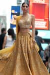 Buy_Archana Kochhar_Yellow Lehenga And Blouse Silk Embroidered Thread Sweetheart Anant Set _at_Aza_Fashions