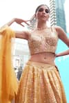 Archana Kochhar_Yellow Lehenga And Blouse Silk Embroidered Thread Sweetheart Anant Set _at_Aza_Fashions