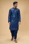 Buy_Hilo Design_Blue Embroidered Mirror Kurta Set _Online_at_Aza_Fashions