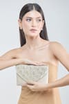 Boxwish By Bhumika_White Pearl Mermaid Scallop Moti Embellished Flap Clutch _Online_at_Aza_Fashions