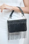 Buy_Boxwish By Bhumika_Black Cutdana Fringe Embellished Bucket Bag _Online_at_Aza_Fashions