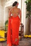 Shop_Anu Pellakuru_Orange Saree Silk Embroidery Pearl Sweetheart Neck Florence Bliss Set _at_Aza_Fashions