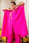 Shop_Anu Pellakuru_Pink Linen Silk Embroidered Resham Round Zari Tunic And Pant Set _Online_at_Aza_Fashions