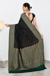 Shop_Naaritva India_Black Crepe Handwoven Butti Hand Saree With Running Blouse _at_Aza_Fashions