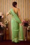 Shop_Shyam Narayan Prasad_Green Brocade Embroidery Zardozi Sweetheart Neck Placement Saree With Blouse _at_Aza_Fashions