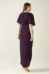 Shop_Aakaar_Purple Moss Crepe Embroidery Crystals Boat Neck Pleat Drape Dress _at_Aza_Fashions