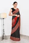 Buy_Naaritva India_Black Crepe Handwoven Butti Contrast Saree With Running Blouse _Online_at_Aza_Fashions