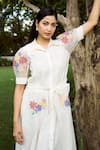 Buy_Purple Patch_Off White Chanderi Embroidered Applique Collar Lily Floral Shirt Dress _Online_at_Aza_Fashions