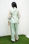 Purple Patch_Green Shirt Silk Organza Embroidered Thread Collar Tube Rose With Pant _Online_at_Aza_Fashions