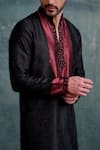 Buy_Krishna Mehta_Black Tussar Embroidered Resham Floral Pattern Tie-dye Kurta With Pant _Online_at_Aza_Fashions