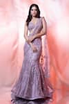 Buy_Jiya by Veer Design Studio_Purple Net Embroidered Sequin Sweetheart Floral Vine Mermaid Saree With Blouse _at_Aza_Fashions