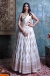 Shop_Jiya by Veer Design Studio_Off White Organza Embroidered Zari Sweetheart Lehenga Set _at_Aza_Fashions